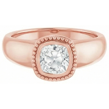 Cushion Old Miner Natural Earth Mined Diamond Solitaire Ring Bezel Beaded Style 2 Carats