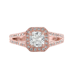 Cushion Old Miner Real Natural Earth Mined Diamond Halo Ring Split Shank 3.75 Carats Milgrain