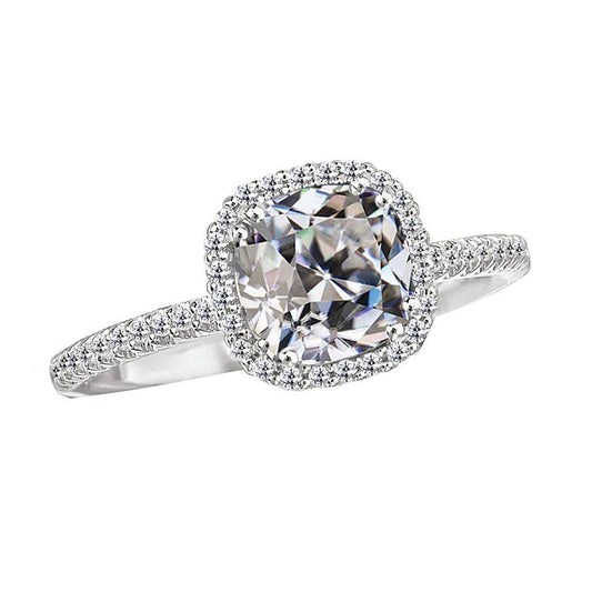 Cushion Old Miner Real Diamond Halo Wedding Ring Gold 8 Carats