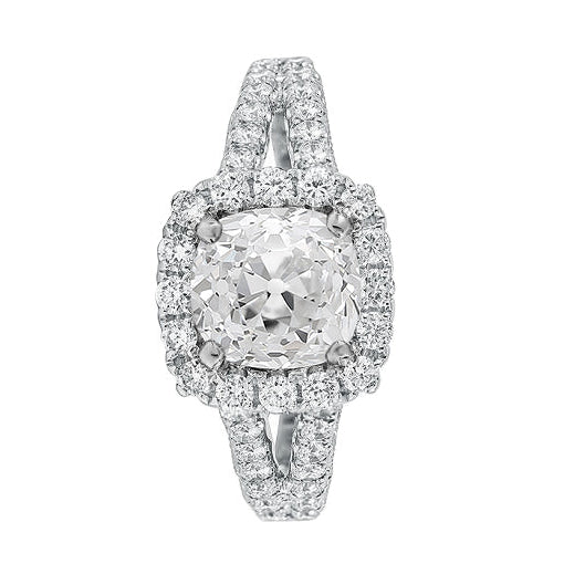 Cushion Old Miner Real Diamond Halo Wedding Ring Split Shank 5.50 Carats