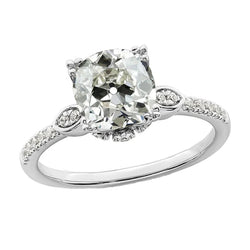 Cushion Old Miner Natural Earth Mined Diamond Solitaire Ring Rope Style 3 Carats