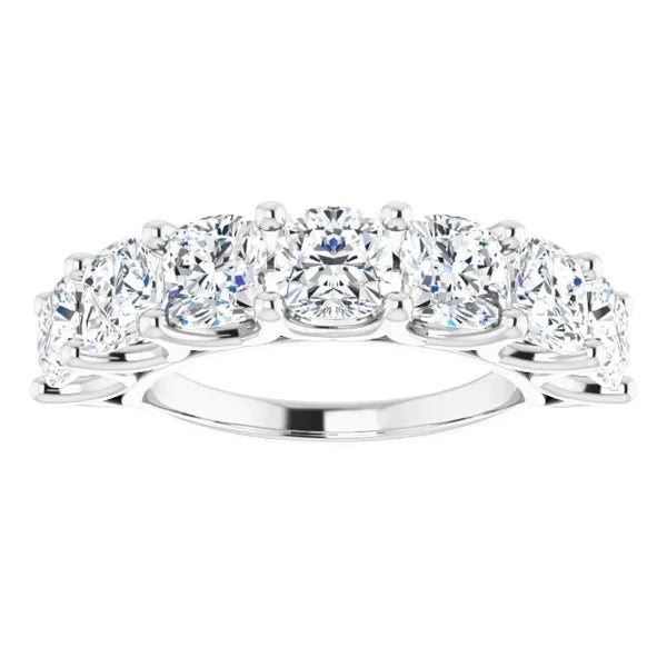 Cushion Real Diamond Comfort Fit Half Eternity Band 5.25 Carats