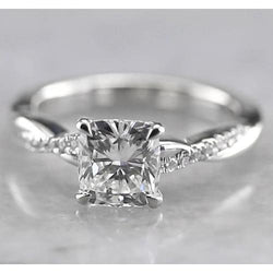 Cushion Real Diamond Engagement Ring 1.50 Carats White Gold 14K