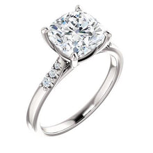Cushion Real Diamond Engagement Ring With Accents 3.15 Carats Jewelry New
