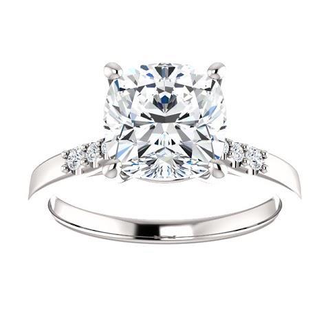 Cushion Real Diamond Engagement Ring With Accents 3.15 Carats Jewelry New