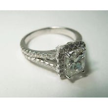 Cushion Real Diamond Royal Engagement Halo Ring 2.75 Carat White Gold 14K
