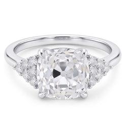 Cushion Real Natural Earth Mined Diamond Eagle Claws Ring Old European White Gold Prong Setting