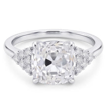 Cushion Real Natural Earth Mined Diamond Eagle Claws Ring Old European White Gold Prong Setting