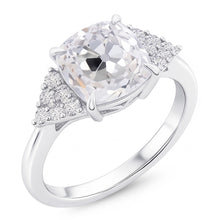 Cushion Real Natural Earth Mined Diamond Eagle Claws Ring Old European White Gold Prong Setting