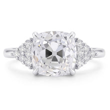 Cushion Real Natural Earth Mined Diamond Eagle Claws Ring Old European White Gold Prong Setting