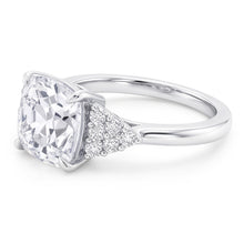 Cushion Real Natural Earth Mined Diamond Eagle Claws Ring Old European White Gold Prong Setting