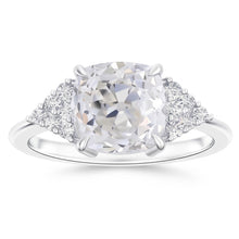 Cushion Real Natural Earth Mined Diamond Eagle Claws Ring Old European White Gold Prong Setting