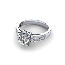 Cushion & Round 3.35 Carats Genuine Diamond Engagement Ring