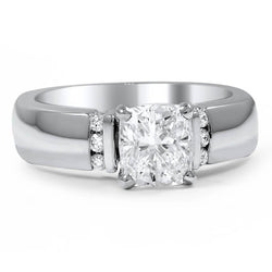Cushion & Round Cut 2.80 Carats Real Diamond Accented Ring White Gold 14K