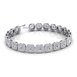 Cushion & Round Genuine Diamond Men's Bracelet 11.75 Carats