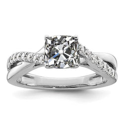 Cushion & Round Old Cut Genuine Diamond Ring Twisted Prong Set 3.50 Carats