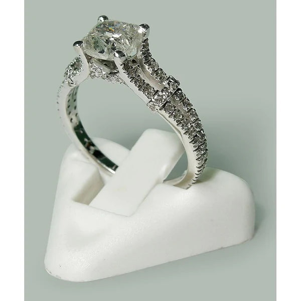 Cushion & Round Real Diamond Engagement Ring 1.90 Carat Split Shank New