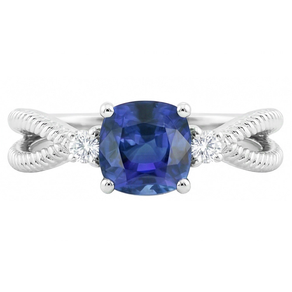 natural round sapphire 2.25ct ring side angle