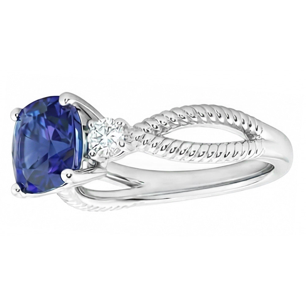 natural round sapphire 2.25ct ring top view