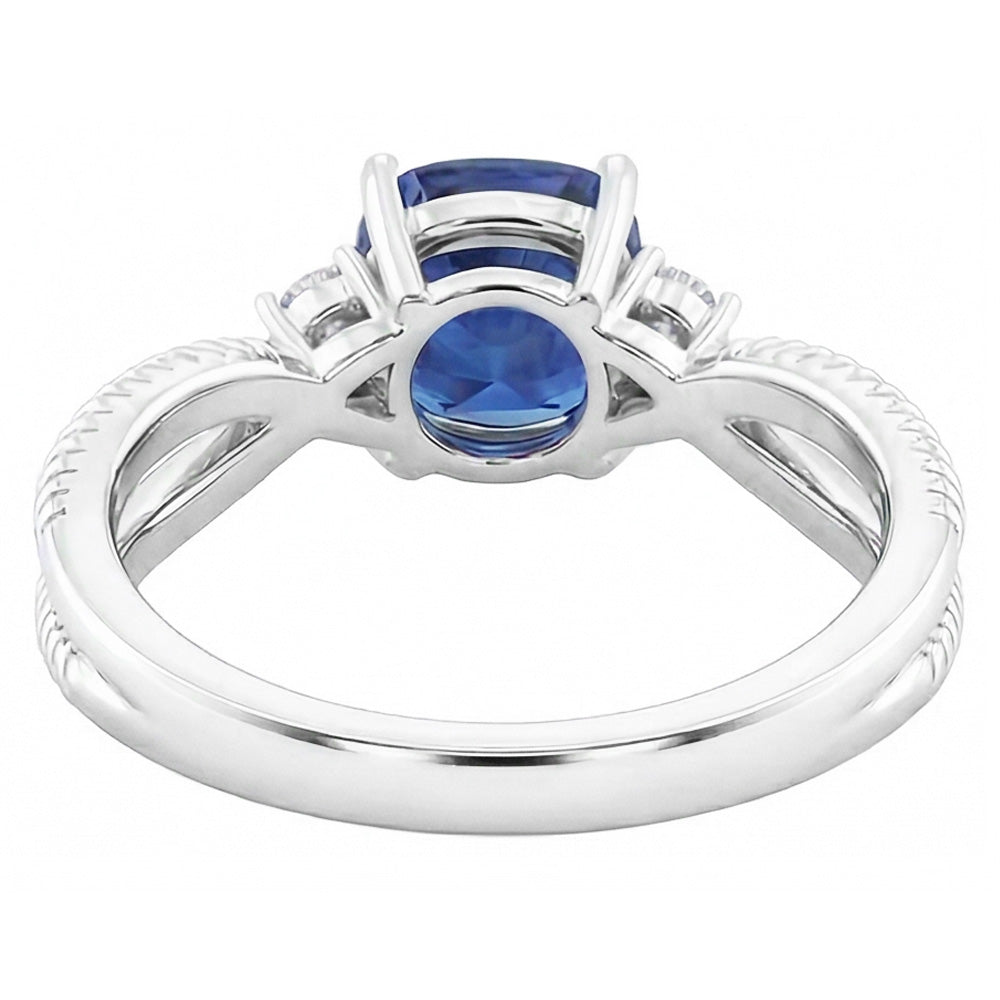 natural round sapphire 2.25ct ring profile view
