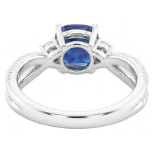 natural round sapphire 2.25ct ring profile view