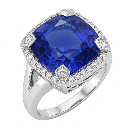Cushion Sapphire 7 Carat Engagement Ring