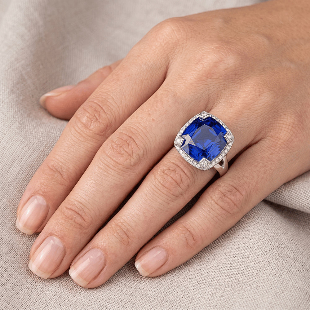 Cushion Sapphire 7 Carat Engagement Ring