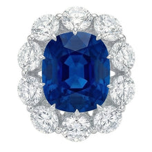 natural round sapphire 10.50ct ring on white background