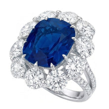 natural round sapphire 10.50ct ring with diamond accents