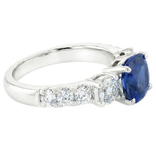 Cushion Sapphire Gemstone Ring Prong Set Round Natural Earth Mined Diamonds 2.50 Carats