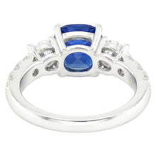 Cushion Sapphire Gemstone Ring Prong Set Round Natural Earth Mined Diamonds 2.50 Carats