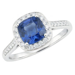 Natural Sapphire Ring 3.50ct - White Gold 14K