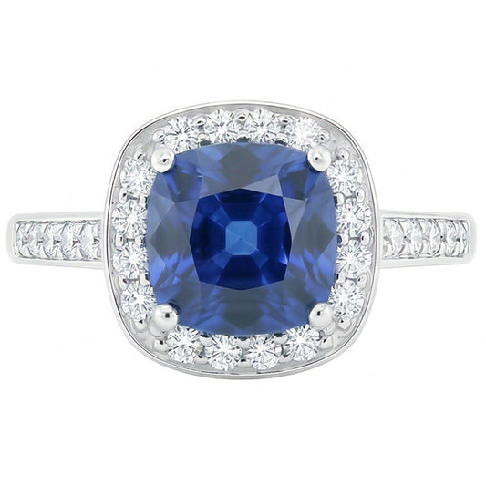 natural round sapphire 3.50ct ring side angle