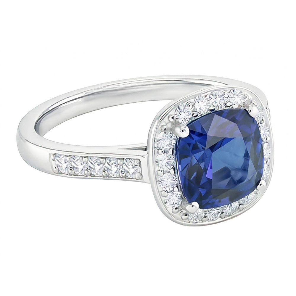 natural round sapphire 3.50ct ring close up detail