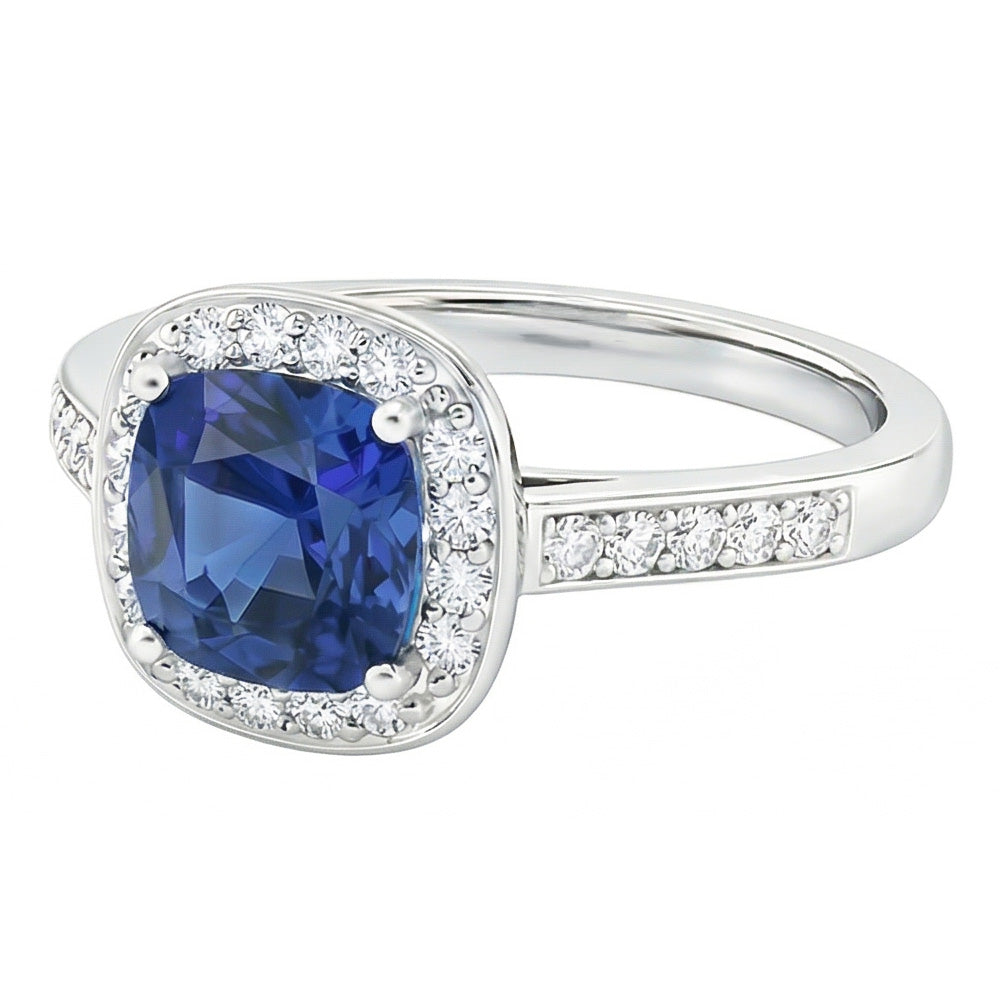 natural round sapphire 3.50ct ring top view