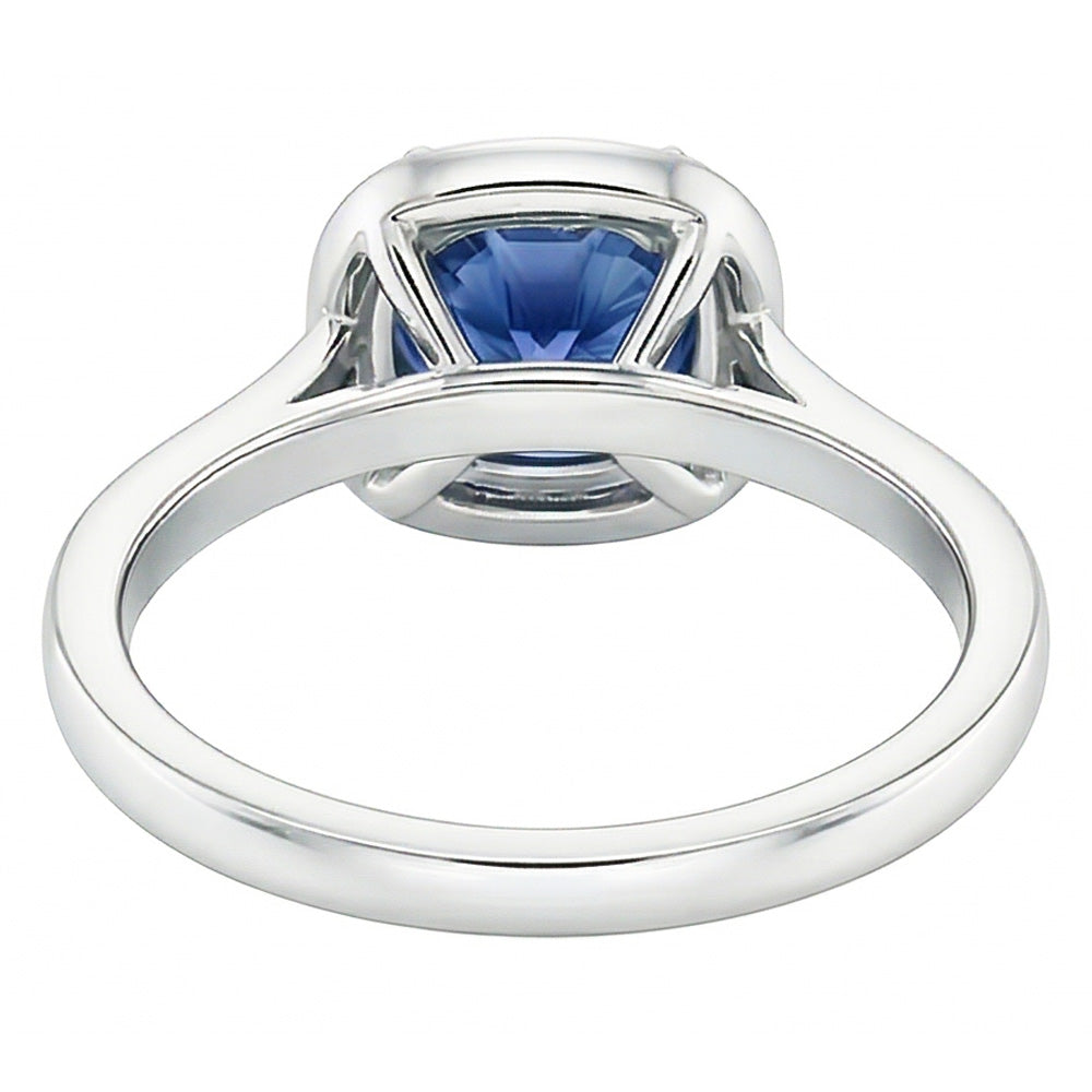 natural round sapphire 3.50ct ring profile view