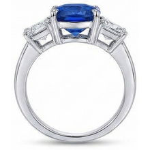 natural cushion sapphire 4ct ring side angle