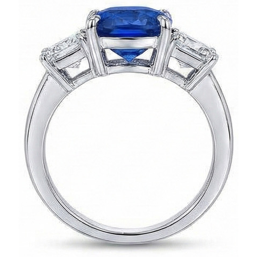 natural cushion sapphire 4ct ring side angle