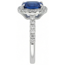 Cushion Sapphire With Round Natural Earth Mined Diamond 3.90 Ct. Ring White Gold 14K