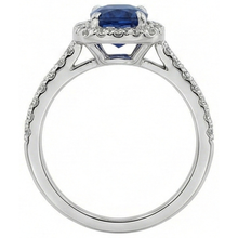 Cushion Sapphire With Round Natural Earth Mined Diamond 3.90 Ct. Ring White Gold 14K