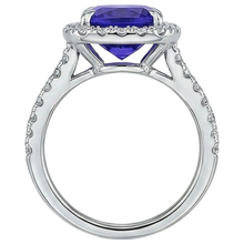 Cushion Shape 2.25 Carats Tanzanite With Natural Earth Mined Diamond Wedding Ring Jewellery