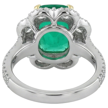 Precious Stone Ring 14 Karat Two Tone Gold with Colombian Emerald – back view