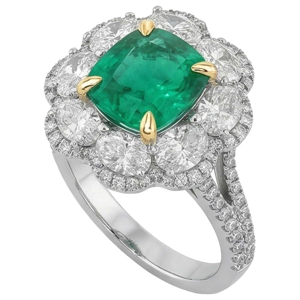 Dazzling Colombian Emerald Precious Stone Ring 2 ct – profile view