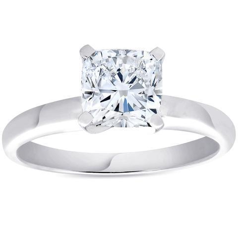 Cushion Solitaire 2.50 Carat Real Diamond Anniversary Ring White Gold