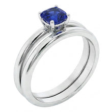 Cushion Solitaire Blue Sapphire Engagement Ring Set 1 Carat