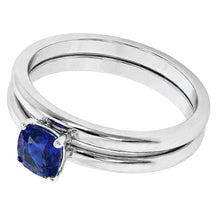 Cushion Solitaire Blue Sapphire Engagement Ring Set 1 Carat