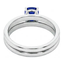 Cushion Solitaire Blue Sapphire Engagement Ring Set 1 Carat
