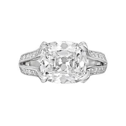 Cushion Solitaire Natural Diamond Engagement Ring Accented 3.50 Ct. White Gold