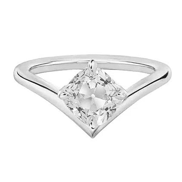 Cushion Solitaire Old Miner Real Diamond Ring Enhancer 2 Carats White Gold