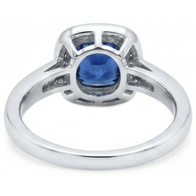 Cushion Sri Lanka Blue Sapphire Natural Earth Mined DIAMOND ( NOT LAB GROWN ) Ring Solid Gold 1.70 Ct